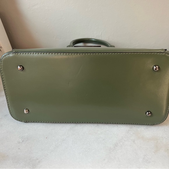 Charles Jourdan Large Handbag Green Leather Missing Long Strap - Picture 11 of 11